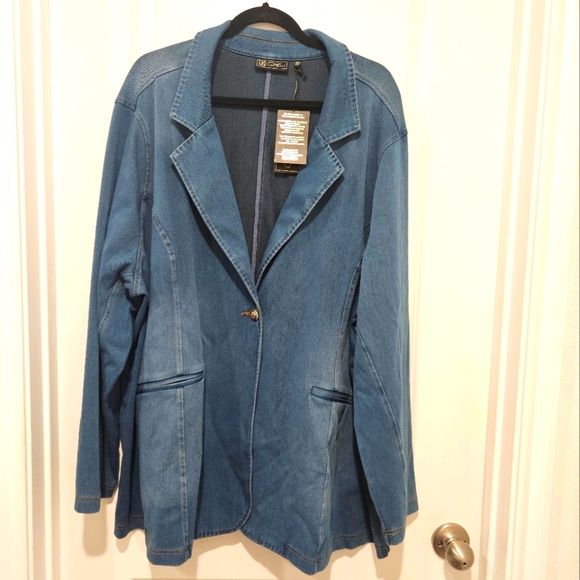 NWT DG2 by Diane Gilman Super Stretch Knit Denim Midtone  Blazer size 4X - Picture 3 of 11